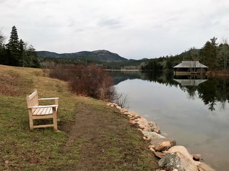 The lovely view north to Penobscot Mountain from the west side of Little Long pond.