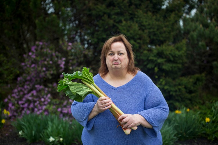 Meredith Goad makes a rhubarb face.