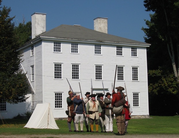 Re-enactors prepare for a Memorial Day Salute at the Pownalborough Court House in Dresden.