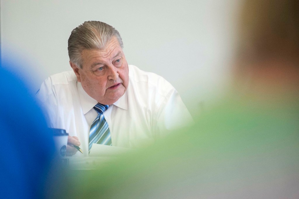 SKOWHEGAN, ME - JUNE 19, 2019
Lloyd Trafton, Somerset County Commissioner is defending himself against accusations of a conflict of interest for his role as a board member of Western Mountains and Rivers  the during a Somerset County Commissioner's meeting at the Somerset County Superior Court in Skowhegan on Wednesday, June 19, 2019. (Morning Sentinel photo by Michael G. Seamans/Staff Photographer)