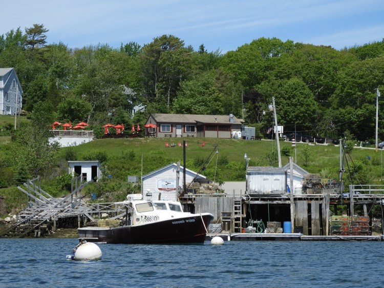 A canoe's eye view of Pemaquid Harbor wharf in Bristol.