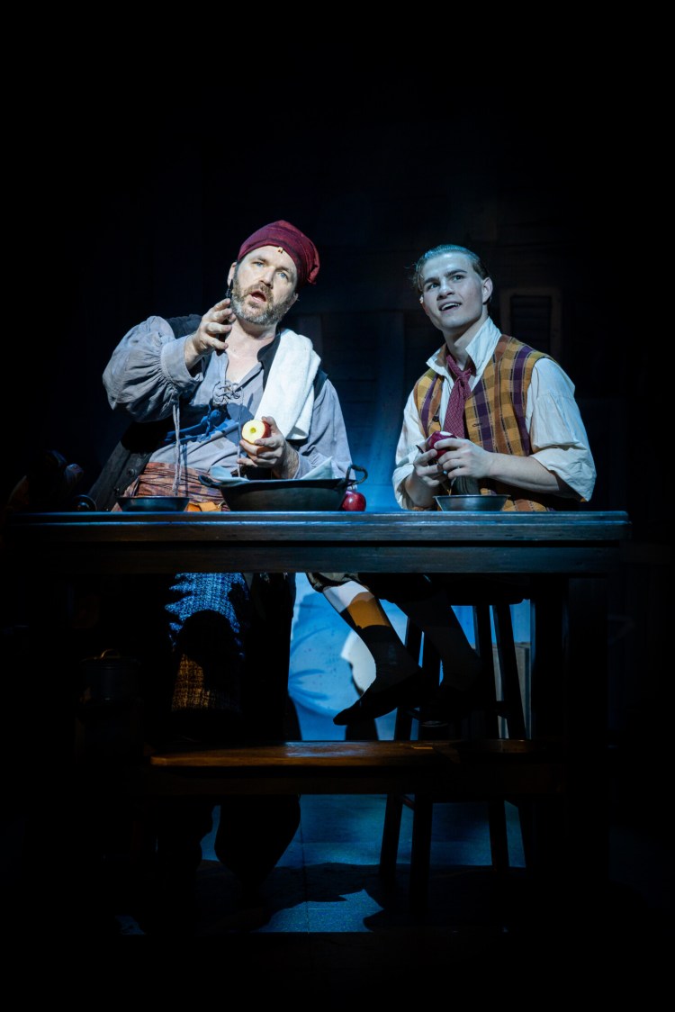 Aaron Ramey (Long John Silver) and Michael William Nigro (Jim Hawkins) in "Treasure Island." 