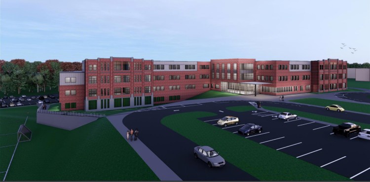 An architect’s rendering of the concept design for the proposed $50 million South Portland Middle School, which residents overwhelmingly approved in a straw poll.