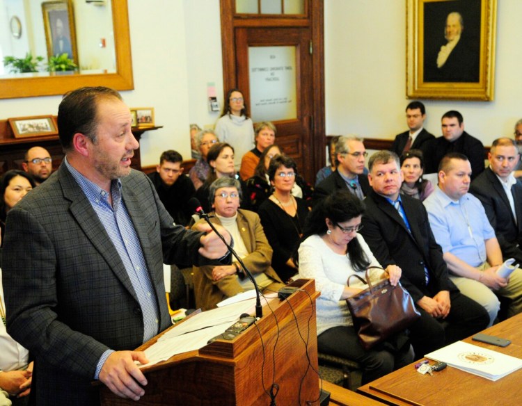 Penobscot Nation Chief Kirk Francis is shown speaking at a legislative hearing in 2017. 