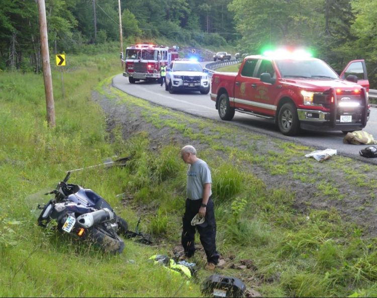 Keith Massey, 46, and his wife, Melissa Massey, 47, of Muskegon, Michigan were injured Thursday night when the motorcycle they were riding on failed to negotiate one of the sharp S-turns on Route 4 in Sandy River Plantation.