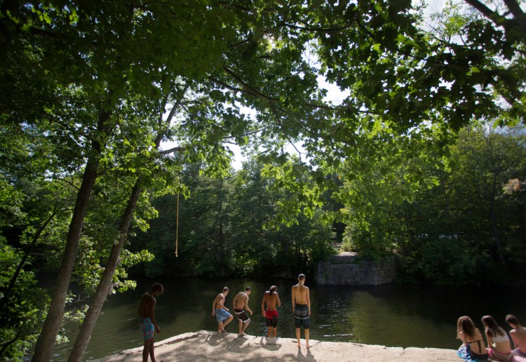 Teenagers gather  at Pleasant Point Park in Buxton in August 2019.