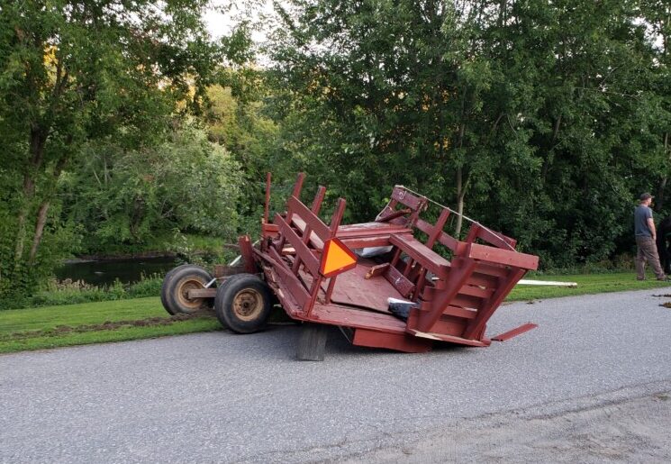 A horse-drawn wagon crashed Sunday in Clinton, an incident that police said sent at least three people to the hospital. 
