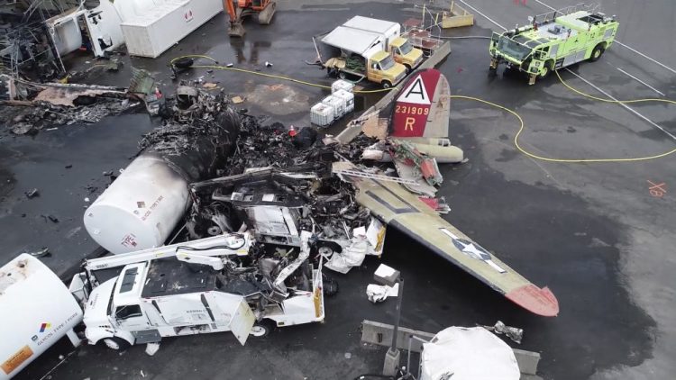 A World War II-era B-17 bomber plane crashed and burned Oct. 3 at  Bradley International Airport in Connecticut after experiencing mechanical trouble.