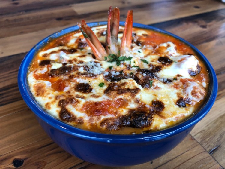 Shrimp & Grits Parm at Yeto's in Biddeford. The grits are actually polenta. 