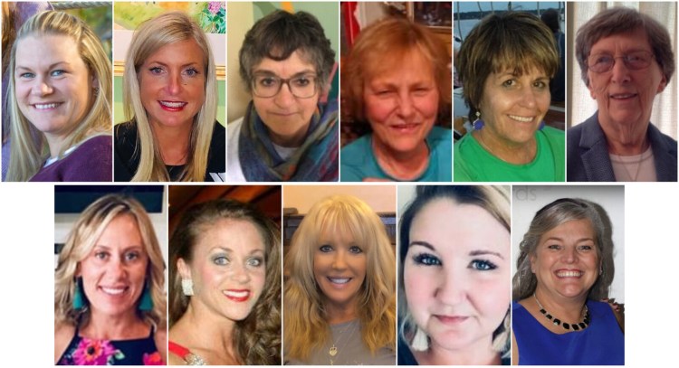 Top from left are Joni Gordon, Meghan Hamblett, Jean Higgins, Nancy Lessard, Julie O’Brien and Patricia Perkins. Bottom from left are Adrian Phair, Rebecca Pushard, Jennifer Weymouth Richards, Erika Sawtelle and Lisa Wardwell. Not pictured are Olga Babb, Jessica Desjardins, Martha Everatt-St.Pierre, Laura Murphy and Dory Anna Richards Waxman.
