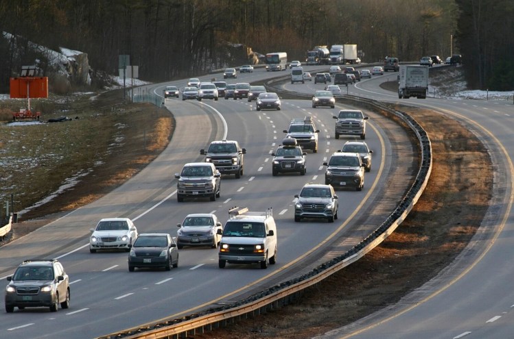 Vehicles travel along the Maine Turnpike in Biddeford on Monday. 