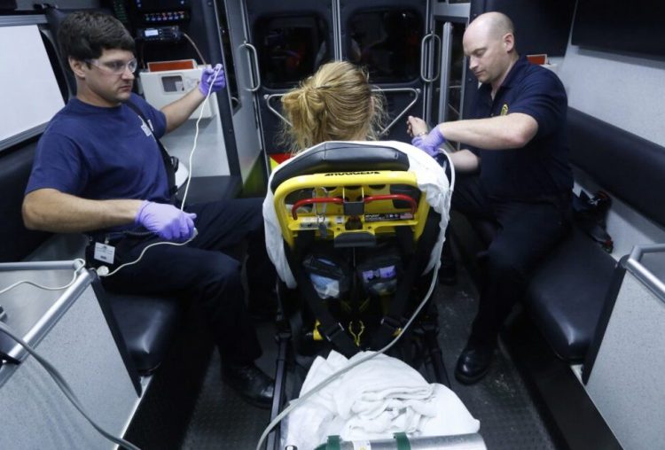 A woman is taken to Maine Med after Portland paramedics used naloxone to reverse an overdose in 2015. 