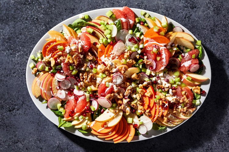 Modern Waldorf Salad With Persimmon and Asian Pear 