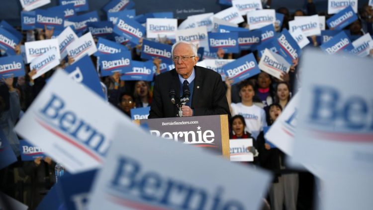 Democratic presidential candidate U.S. Sen. Bernie Sanders, I-Vt., speaks during a campaign rally at the University of Michigan in Ann Arbor on Sunday.