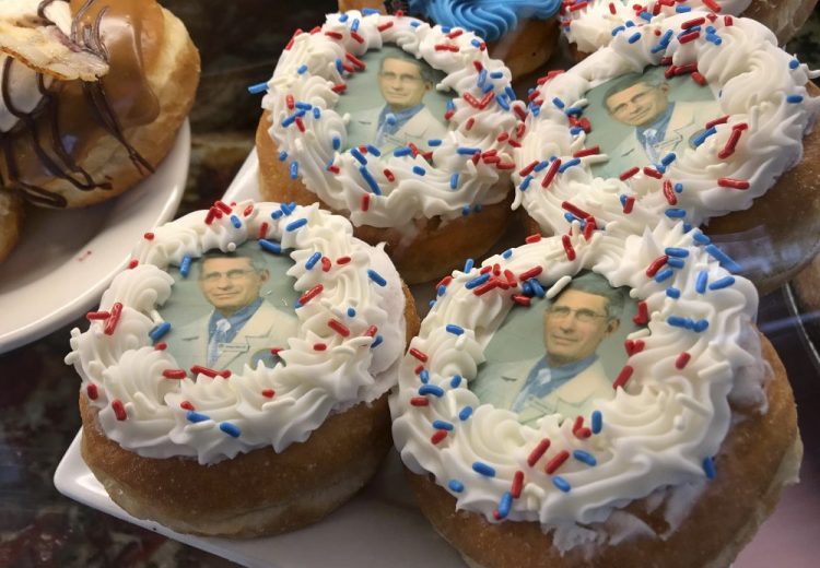 Donuts bearing the likeness of Dr. Anthony Fauci, director of the National Institute of Allergy and Infectious Diseases, are going like hotcakes at Donuts Delite in Rochester, N.Y.