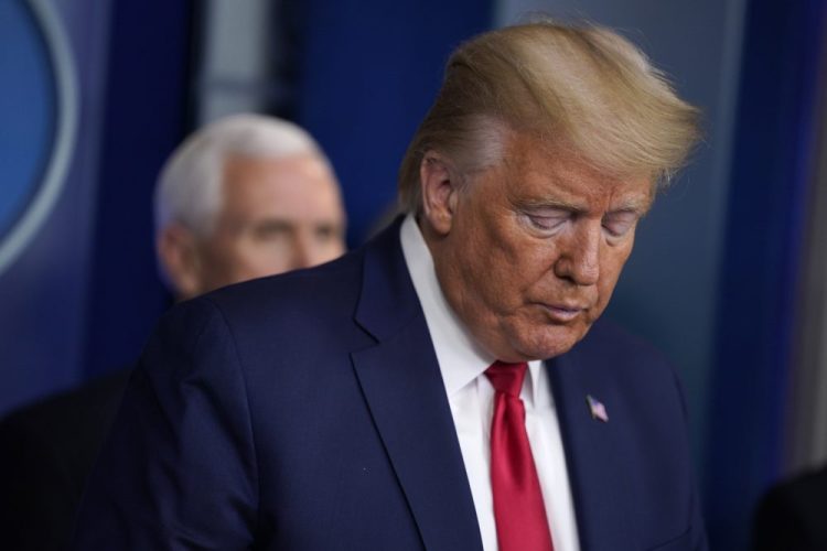 President Trump speaks during a news briefing with the Coronavirus Task Force at the White House on Wednesday in Washington. 