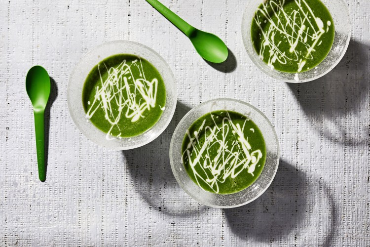 Creamy Spinach Soup with Goat Cheese