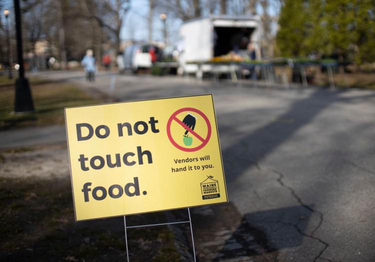 Wednesday's Portland Farmers Market was moved to Deering Oaks to allow for vendors and patrons to practice social distancing. 