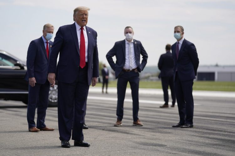 President Trump speaks after getting off Air Force One on Thursday at Lehigh Valley International Airport in Allentown, Pa.