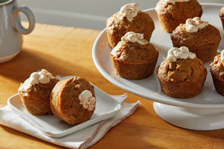 Carrot Cake Muffins with Maple Cream Cheese Frosting