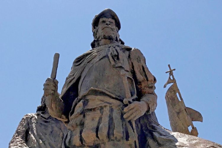 This bronze statue of Don Juan de Onate leading a group of Spanish settlers from an area near what is now Ciudad Chihuahua, Mexico, to what was then the northernmost province of New Spain in 1598 stands outside the Albuquerque Museum in Albuquerque, N.M.
