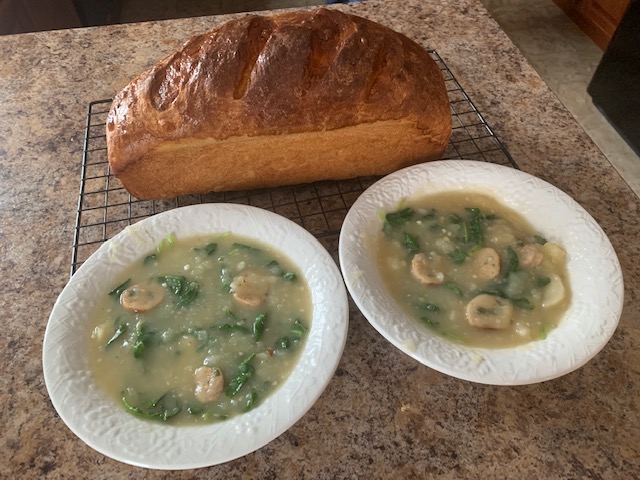 Caldo verde and Portuguese sweet bread