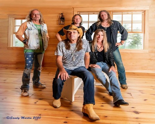 Once An Outlaw members, seated from left, Chris Anderson and Jeff Howell. Standing from left are Chris Hicks, AJ Vallee and Chuck Farrell.