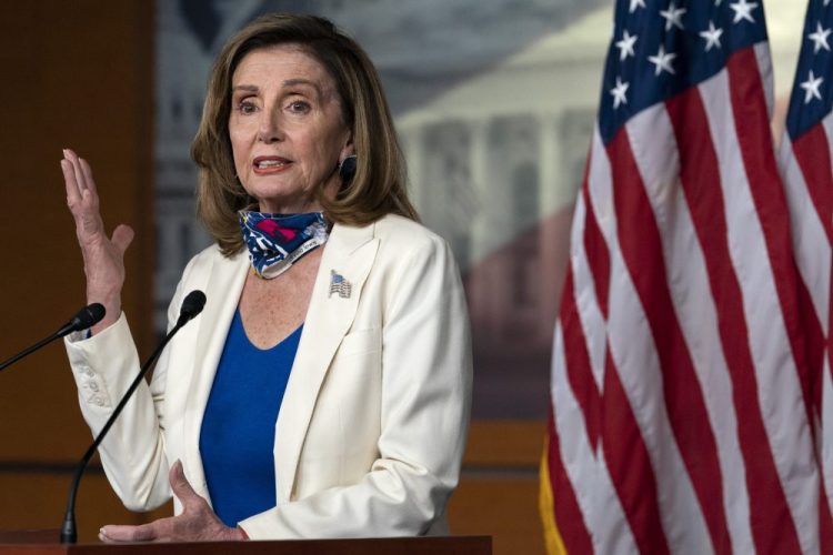 House Speaker Nancy Pelosi of Calif., speaks during a weekly news conference, Thursday on Capitol Hill in Washington.