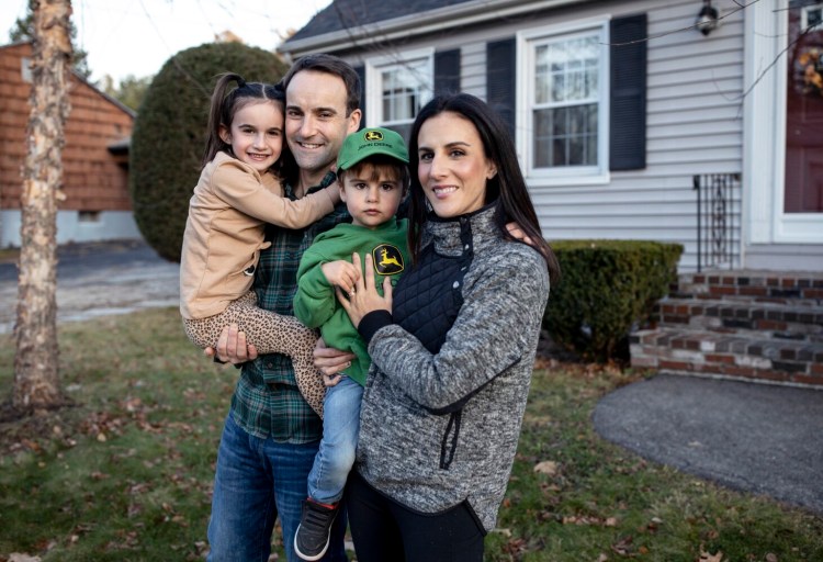 Craig and Loren Mathieson pose for a portrait with their children Gavin, 3, and Adelaide, 6, outside their home. Craig Mathieson has been working from home since March, giving him more time with his family. "You find you are able to have a flexible schedule, to see them in the times of day you wouldn’t normally, to take a 10-to-15-minute break to stand outside in the sun and play with your kids," he said. "That’s pretty special."