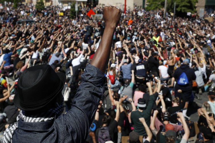 Protesters gather May 30 in Minneapolis. 

