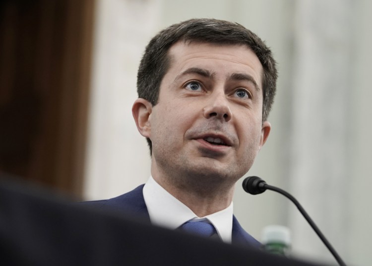 Transportation Secretary nominee Pete Buttigieg speaks during a Senate Commerce, Science and Transportation Committee confirmation hearing on Capitol Hill, Thursday, Jan. 21, in Washington. 