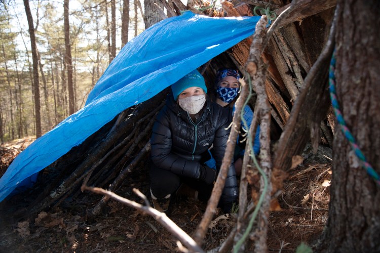 Maranacook Community High School students from left Ruby Nelson and Emily Lucas.