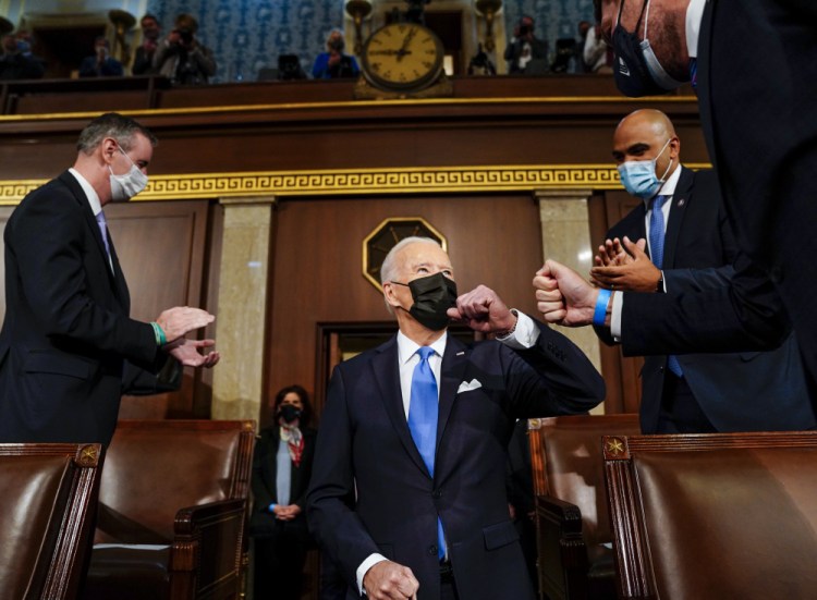 President Biden arrives to speak to a joint session of Congress on Wednesday in the House Chamber at the U.S. Capitol in Washington.