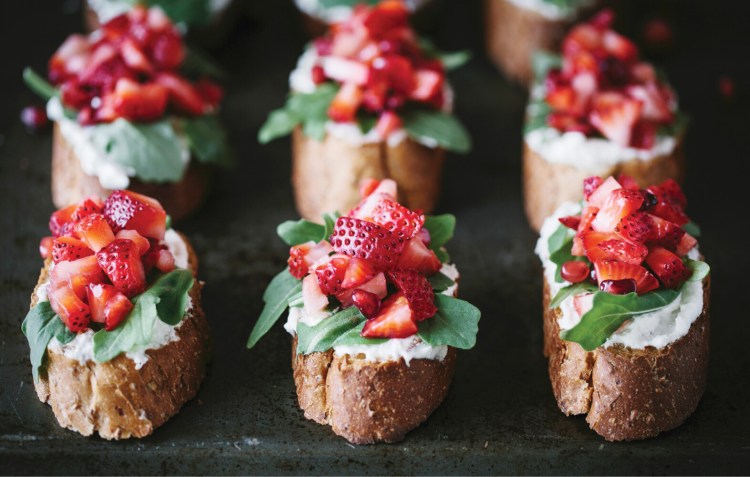 Strawberry Bruschetta with Ricotta and Arugula