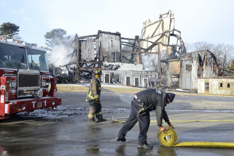 Authorities respond after a fire broke out at the American Shakespeare Theatre in Stratford, Conn., on Jan. 13, 2019.
