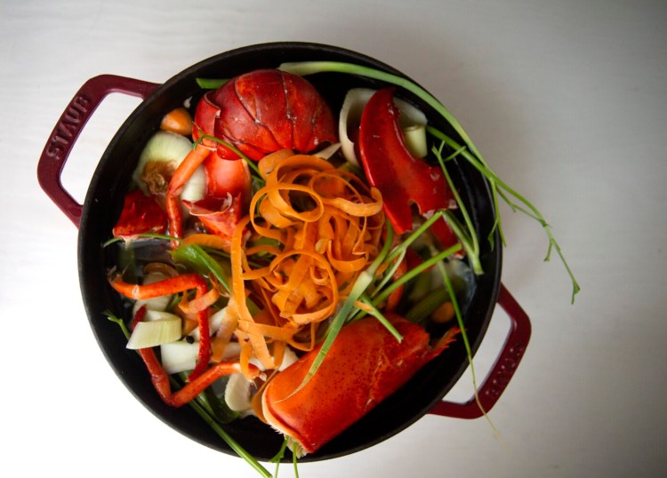 BRUNSWICK, ME - JULY 17: Lobster, brothy, leftover pasta. (Staff photo by Derek Davis/Staff Photographer)