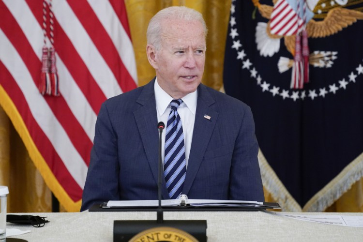 President Biden speaks during a summit with business and financial leaders about cybersecurity, in the East Room of the White House on Wednesday in Washington. 