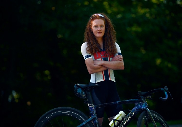 FALMOUTH, ME - SEPTEMBER 16: Clara Brown, a para cyclist who went to Japan and competed in the Para Olympics Thursday, September 16, 2021. (Staff Photo by Shawn Patrick Ouellette/Staff Photographer)