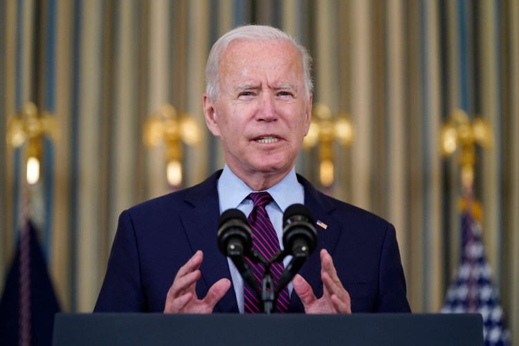 President Biden delivers remarks on the debt ceiling during an event in the State Dining Room of the White House on Monday in Washington. 
