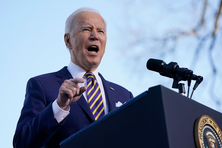 President Joe Biden speaks in support of changing the Senate filibuster rules that have stalled voting rights legislation, at Atlanta University Center Consortium, on the grounds of Morehouse College and Clark Atlanta University, Tuesday, Jan. 11, 2022, in Atlanta. (AP Photo/Patrick Semansky)