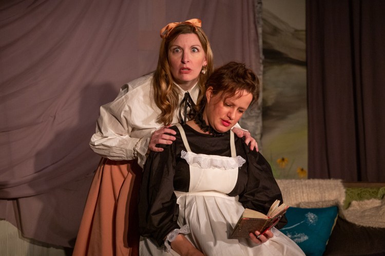 Anna Gravél and Phoebe Parker as Huldey and Marjory in Dramatic Repertory Company's production of "The Moors."