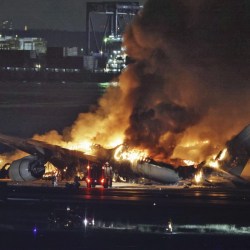APTOPIX Japan Plane Fire